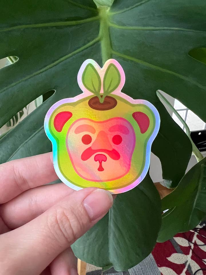 Holographic Bear Plant Head Sticker - Waterproof Vinyl Decal for wholesale by ThinkofMeFrondly