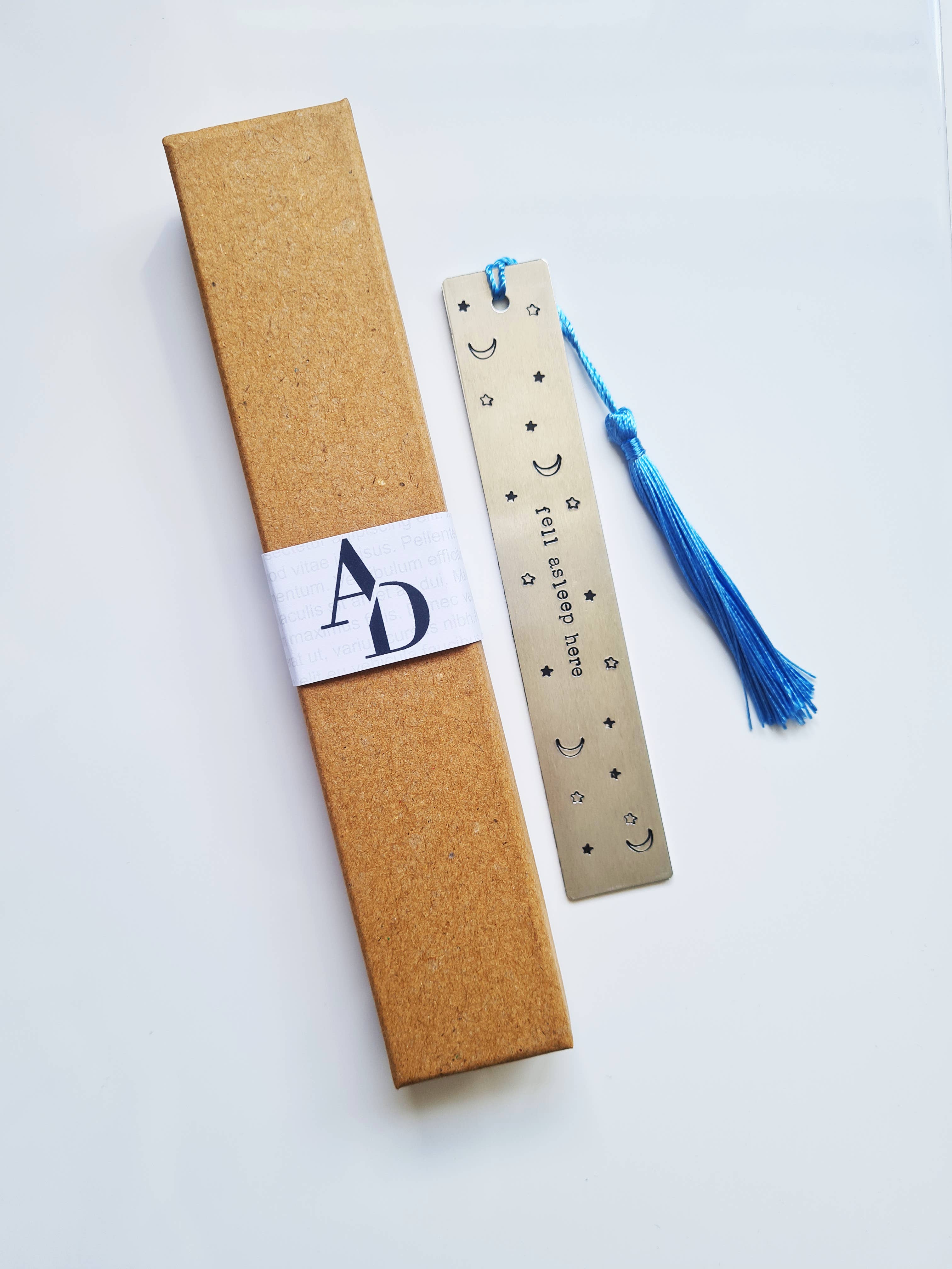 Enchanted Endings - Wholesale Bookmark - Fell Asleep Here - Hand Stamped Metal Bookmark1