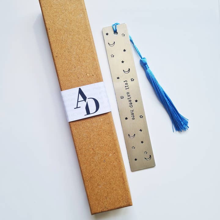 Enchanted Endings - Wholesale Bookmark - Fell Asleep Here - Hand Stamped Metal Bookmark1