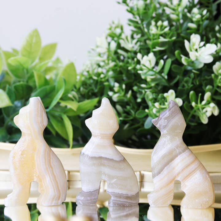 Natures Artifacts Inc - Wholesale Decorative Figurine - Zebra Onyx Cat - White Striped Cat3