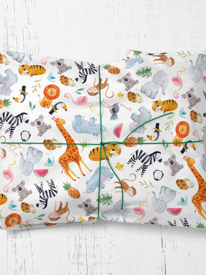 Safari Gift Wrap, Children's Wrapping Paper (464) for wholesale by Under the Oak Tree