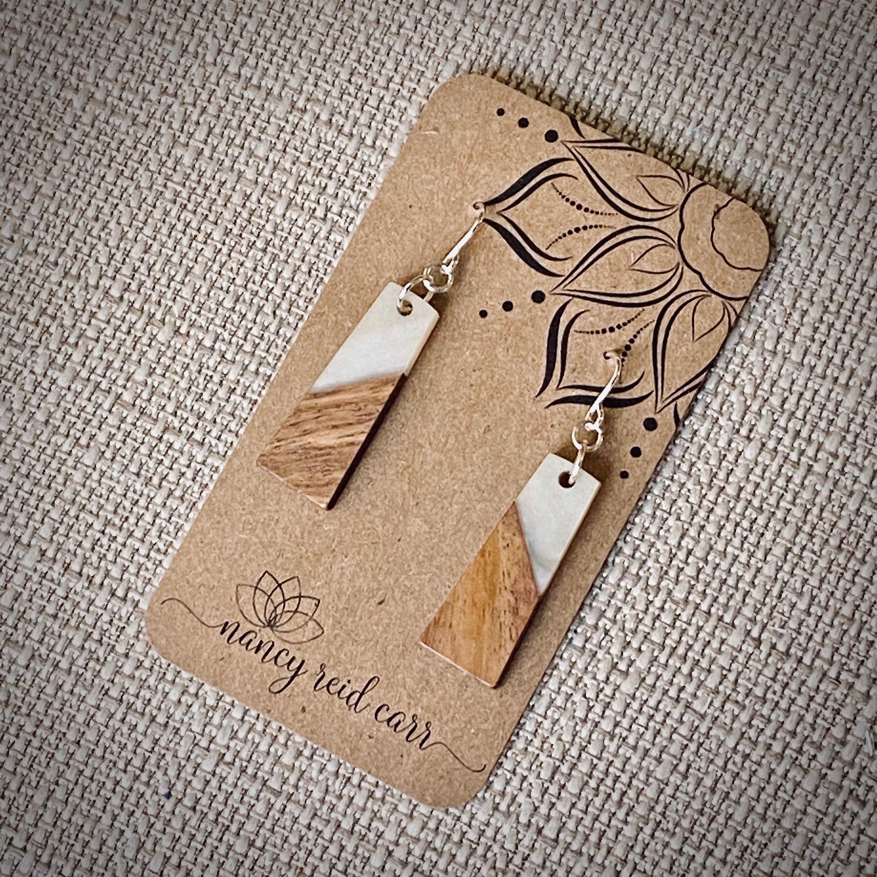 Nancy Reid Carr - Wholesale Dangle Earrings - Modern Boho - Trapezoid Earrings Wood/Resin9