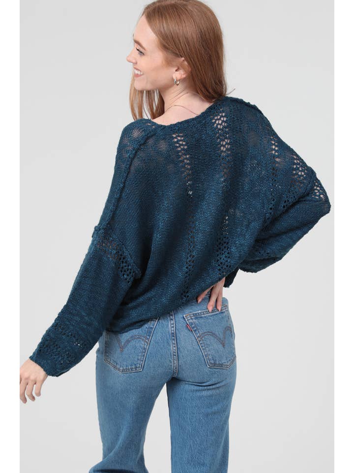 ANGIE - Vendita all'ingrosso Maglione tricot - Donna - Maglione leggero crop con scollo a V dallo stile beachy64