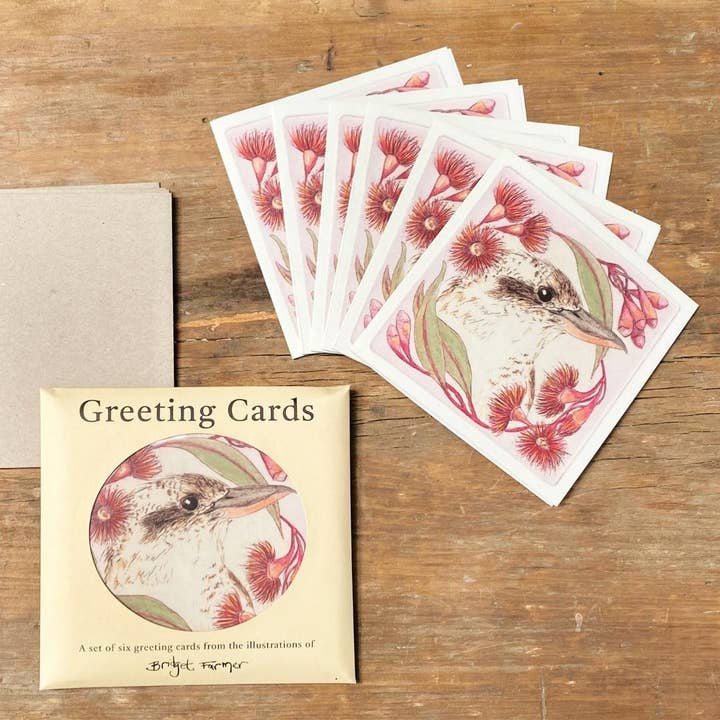 Christmas Card Set - Christmas Kookaburra (6 cards) for wholesale by Bridget Farmer Printmaker