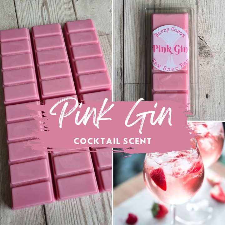 Pink Gin Handmade Soy Wax Melt Bar for wholesale by Berry Cocoa Handmade Wax Melts