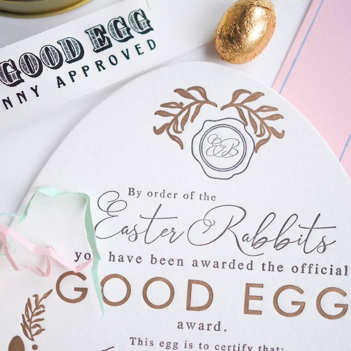 soch and co – wholesale Easter card – Good egg Easter certificate1