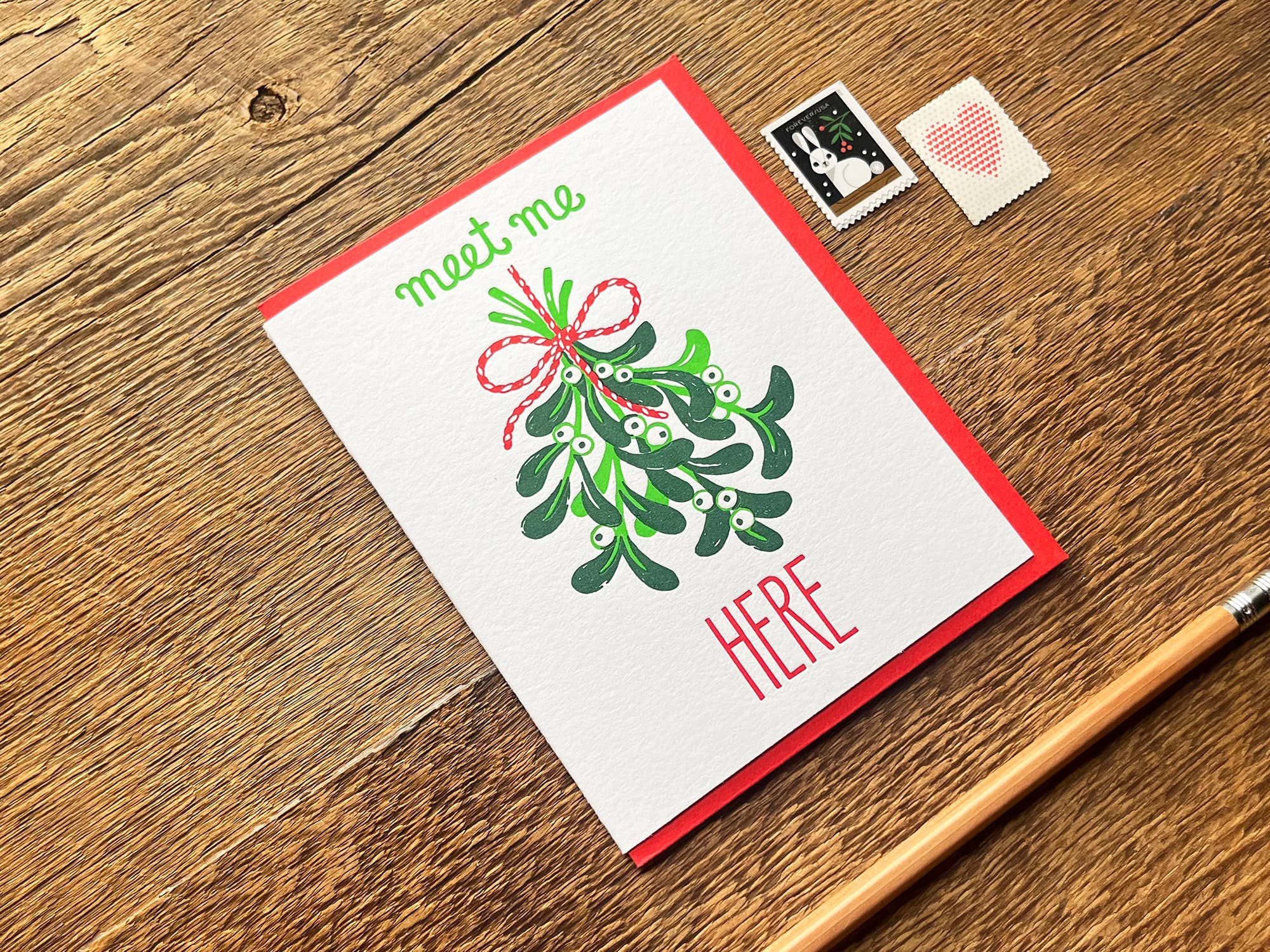 Noteworthy Paper & Press - Wholesale Christmas Card - Mistletoe Card2