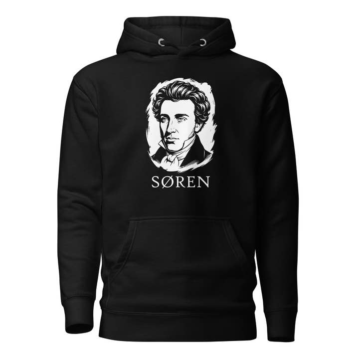 Soeren Kierkegaard Klassisk Porträtt - Premium Huvtröja för wholesale av The Philosopher's Shirt