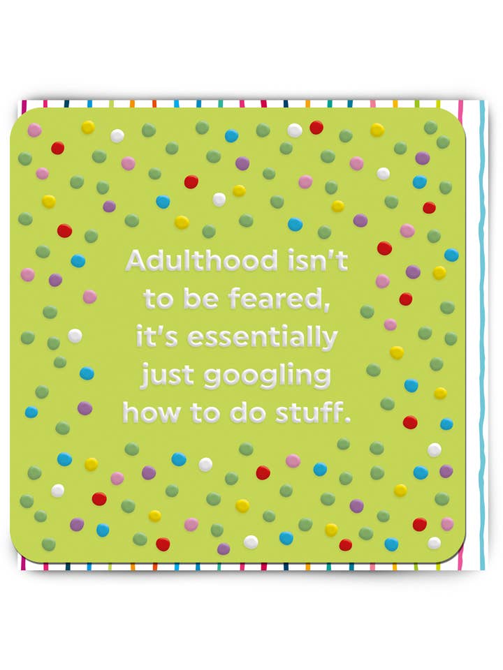 Funny Birthday Card Google Adulthood Embossed Greetings Card for wholesale by Brainbox Candy