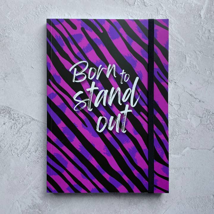 Born to Stand Out A5 Lined Zebra Print Notebook for wholesale by Heyyy Ltd