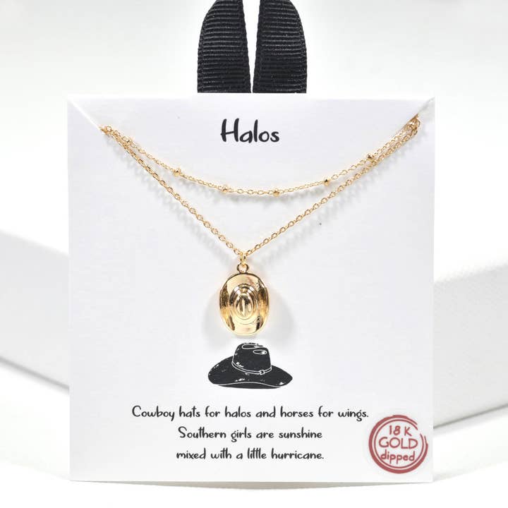 Collana a doppio strato con cappello da cowboy Halos Dainty per la vendita all'ingrosso da parte di SOPHIA WHOLESALE