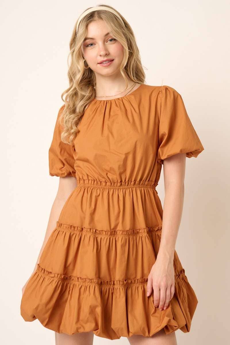 mittoshop - Wholesale Dress - Women's - BALLOON SLEEVE BUBBLE HEM MINI DRESS13