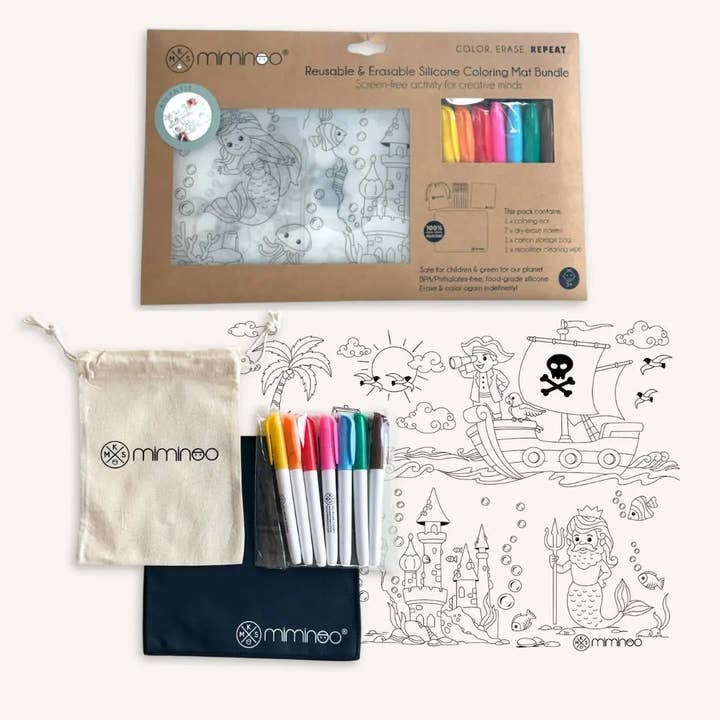 Miminoo - Wholesale Coloring Mat - Kids & Baby - Silicone Reusable Coloring Mat Kids Bundle - Atlantis