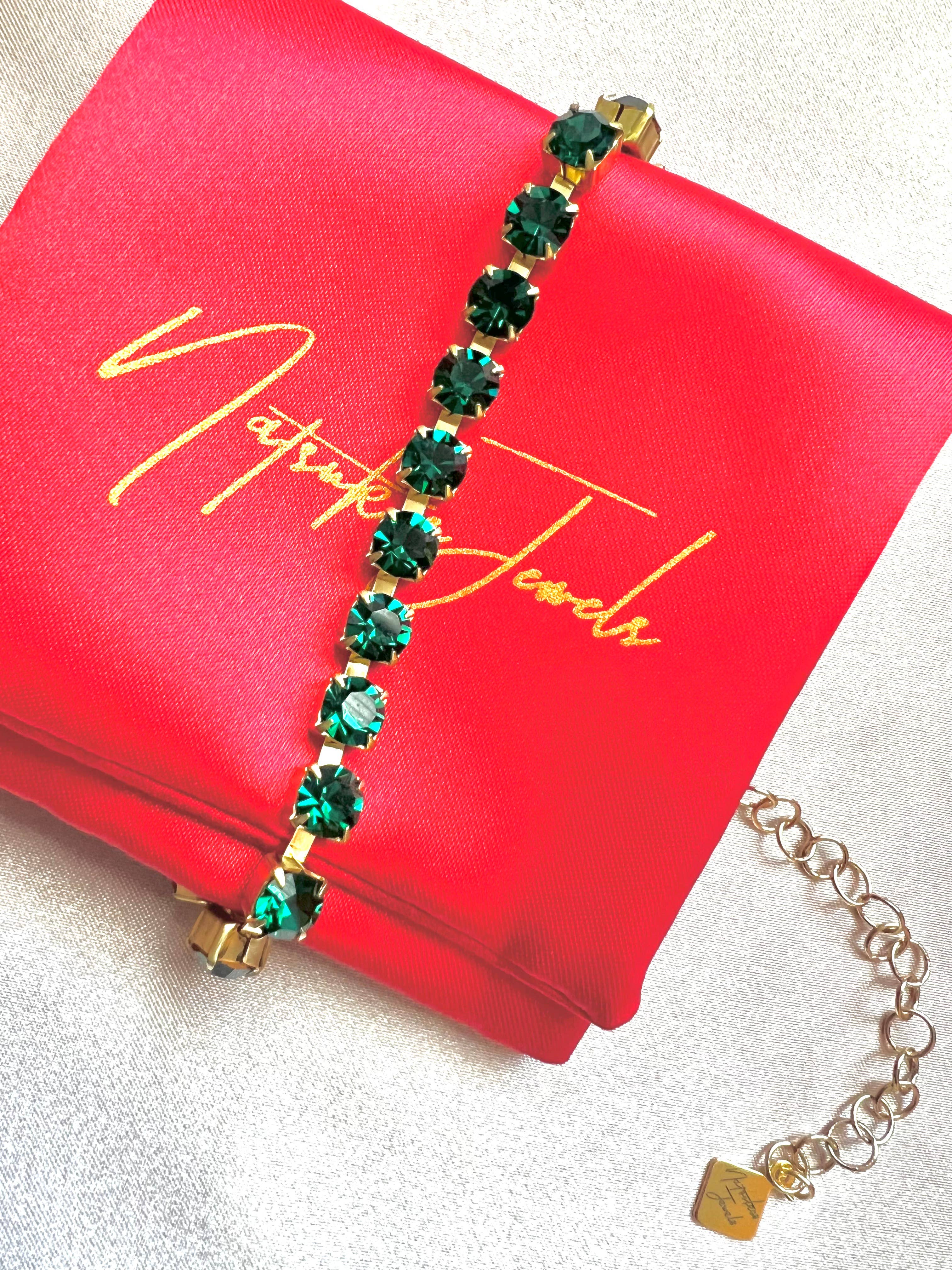 Natsuko’s Jewels - Wholesale Anklet - Emerald Preciosa Crystal Anklet2