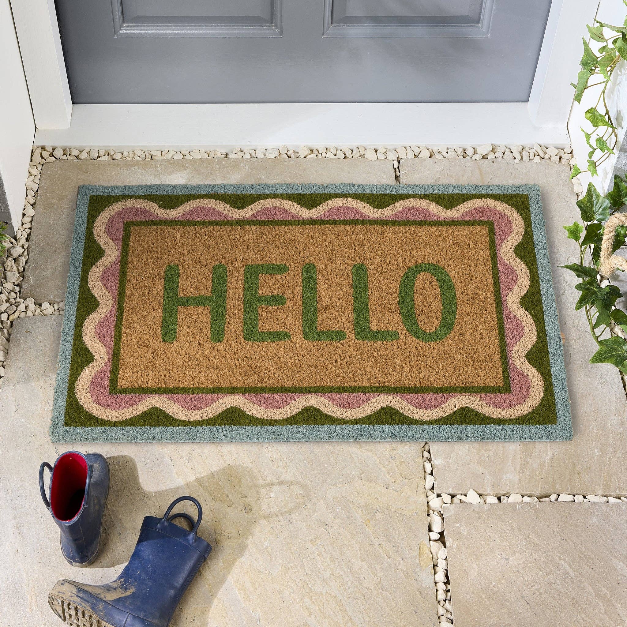 Phoenox Textiles - Wholesale Door Mat - My Mat Printed Coir Hello Scallop1