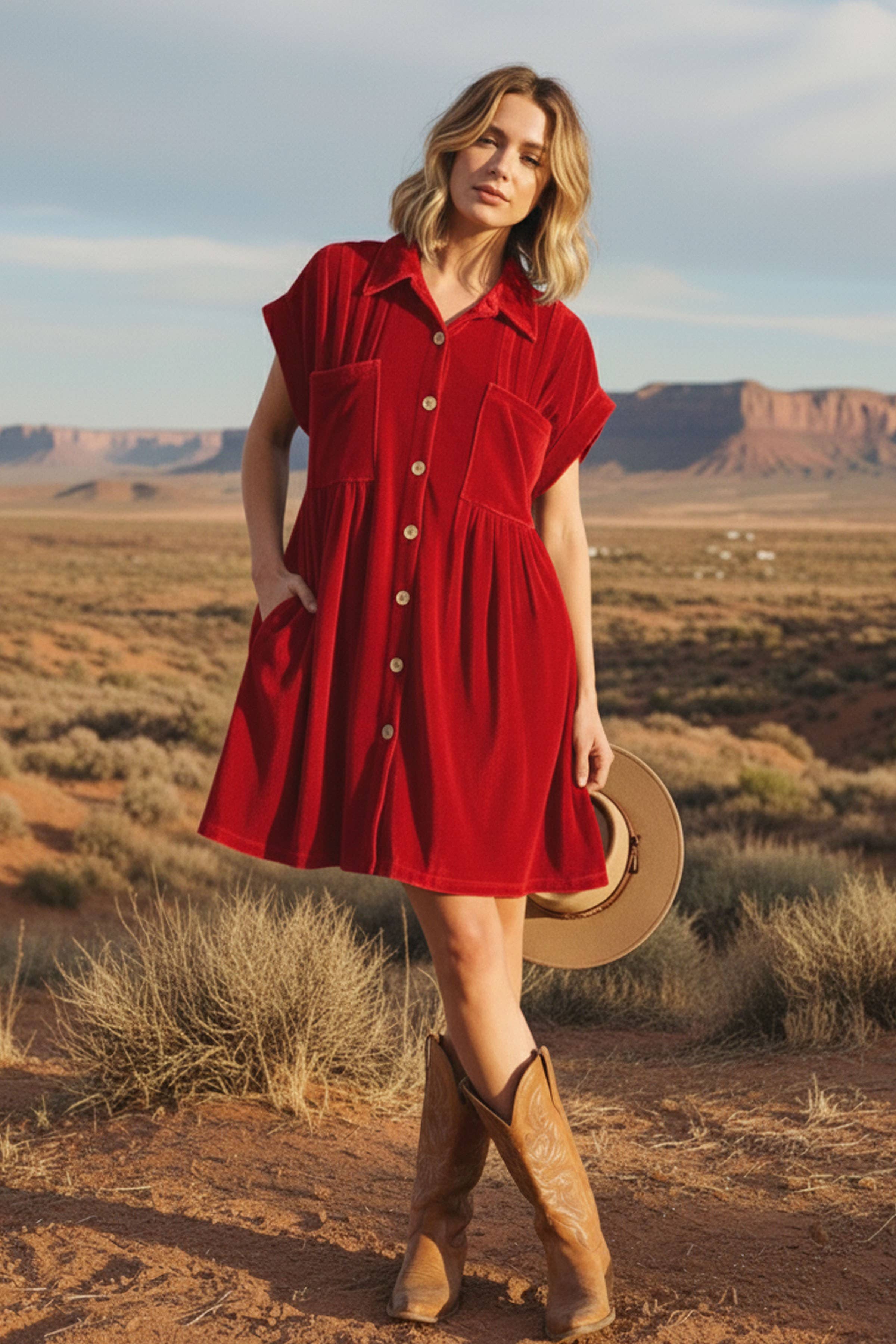 Sewn and Seen - Vente Robe – femme - Robe plissée en velours22