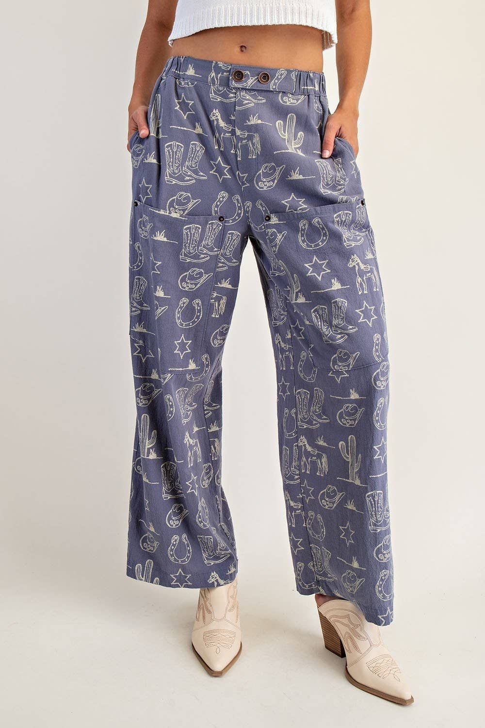 Peace Love Line - Wholesale Pants - Women's - PL8292 - STONE WASHED WESTERN PATCH POCKET PANTS11