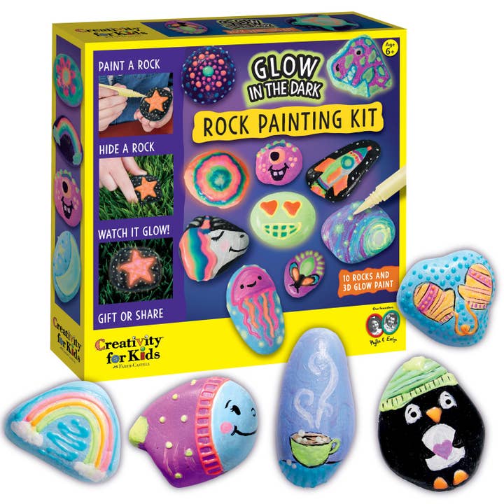 Faber-Castell / Creativity for Kids - Wholesale DIY Craft Kit - Kids - Glow in the Dark Rock Painting DIY Craft Kit for Kids