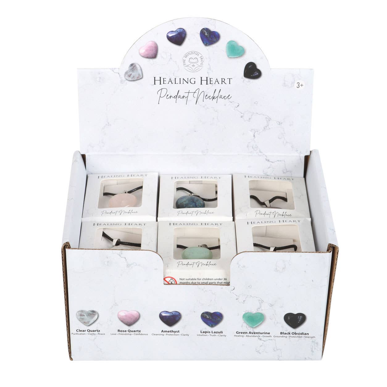 Something Different Wholesale - Vendita all'ingrosso Parure di gioielli - Set da 24 collane con ciondolo a cuore in cristallo curativo con esposizione3