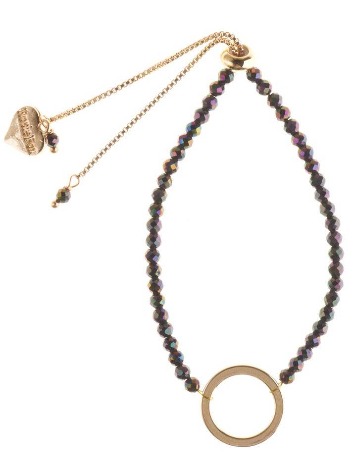 Empowerment Circle Magnetite Gemstone Adjustable Bracelet for wholesale by Rosie Fox