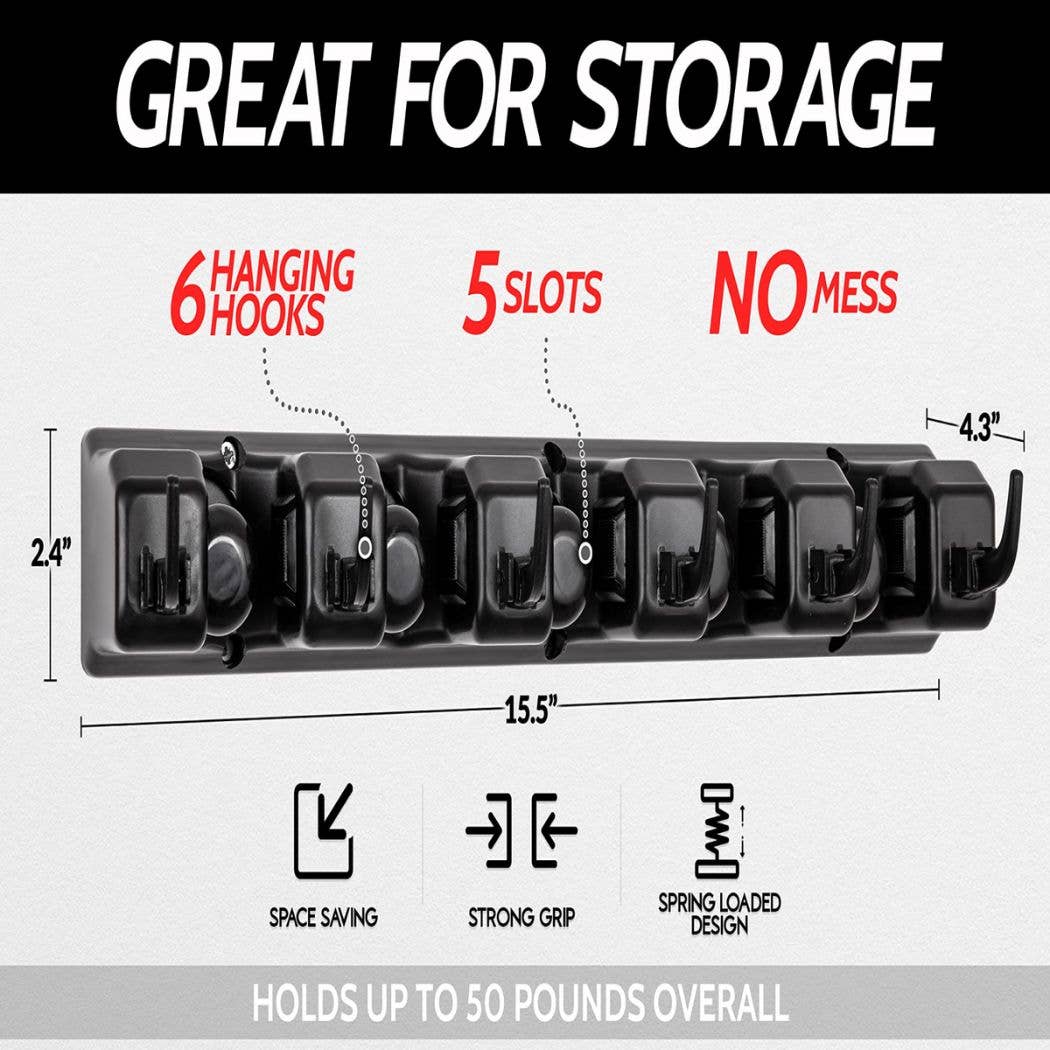 Zulay Kitchen - Wholesale Wall Hook - Mop and Broom Organizer Wall Mount 5 Slots10