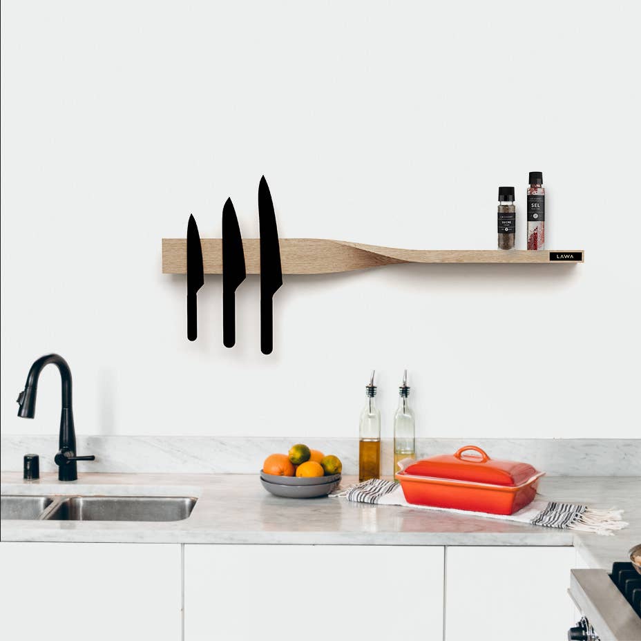 Lawa Design - Wholesale Knife Storage - Twist Shelf - wooden magnetic knive board7