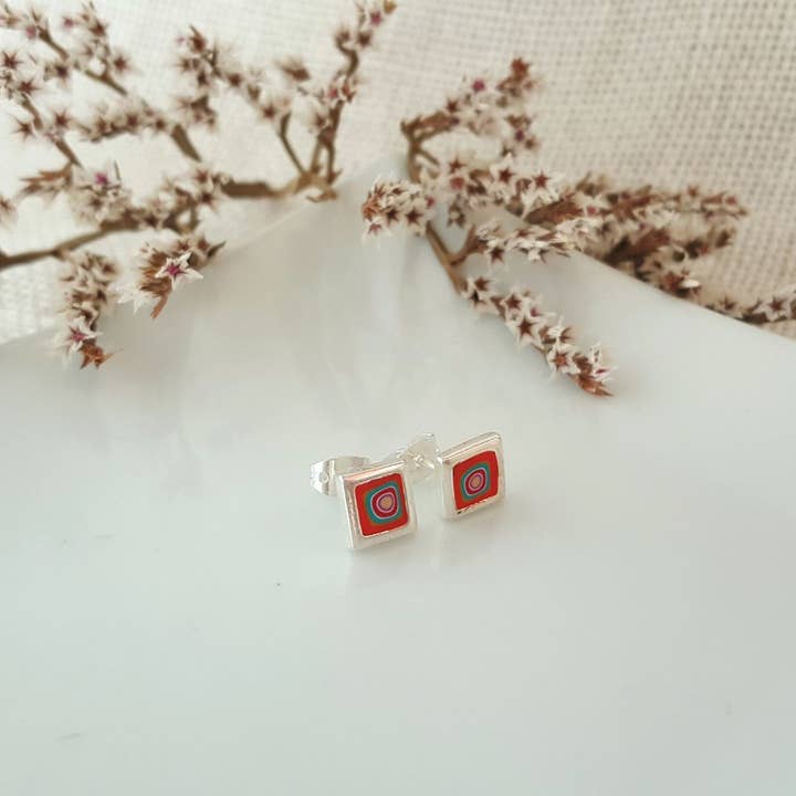 PASTACUITA - Wholesale Stud/Post Earrings - Small square earrings. A basic in our catalog, "Millefiori"7