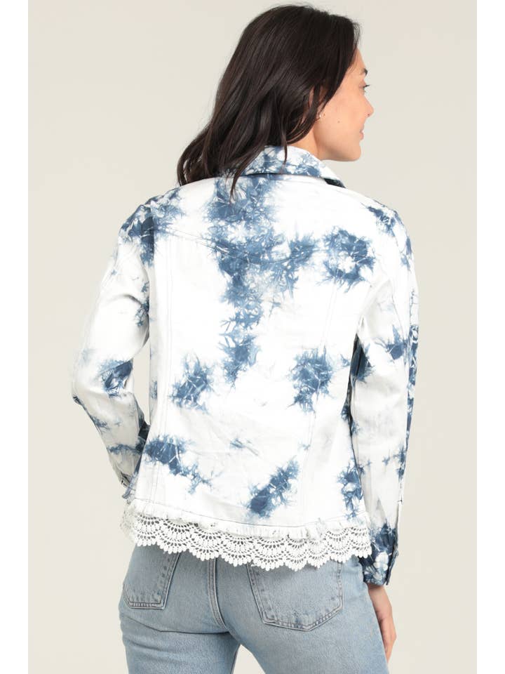 E2T83-ASIS BLEACH TIE DYE WASH DENIM JACKET WITH LACE HEM for wholesale on Faire3