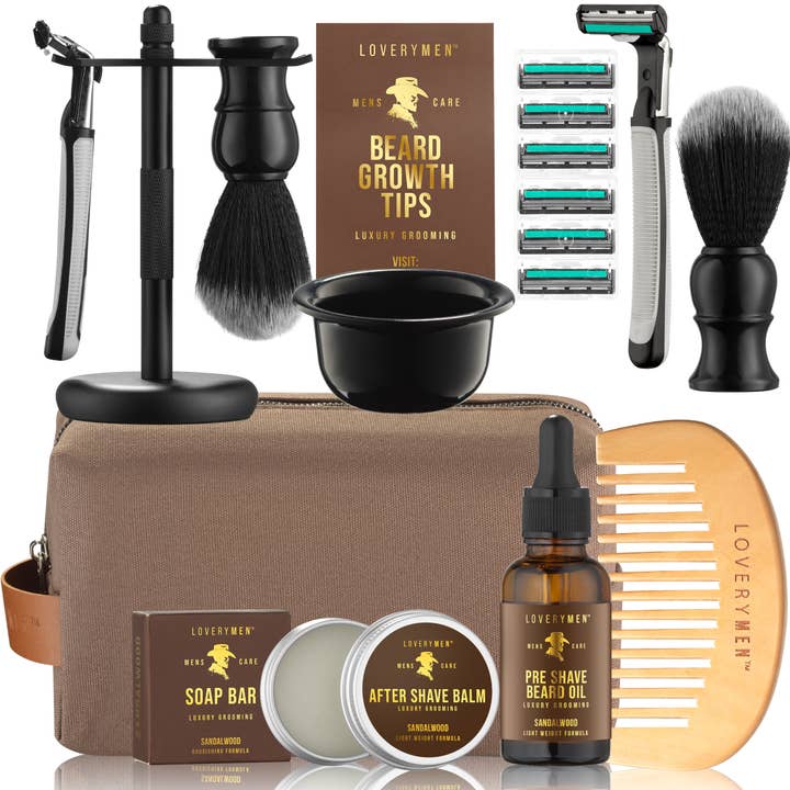 LOVERYMEN Ultimate Beard Shaving Kit  in Luxury Leather Bag for wholesale by Lovery