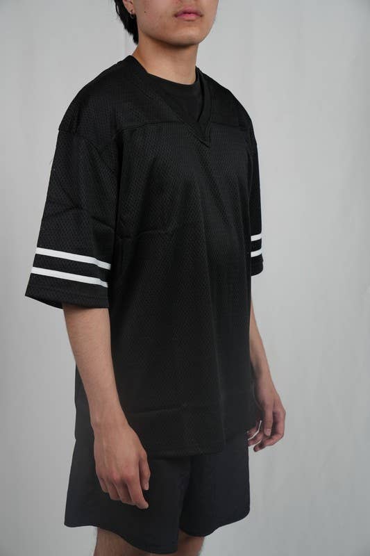 Lime Tree Clothing Inc. - Wholesale T-shirt – men's - Men’s Heavyweight Mesh Football Jersey w/ Stripe XS-2XL2