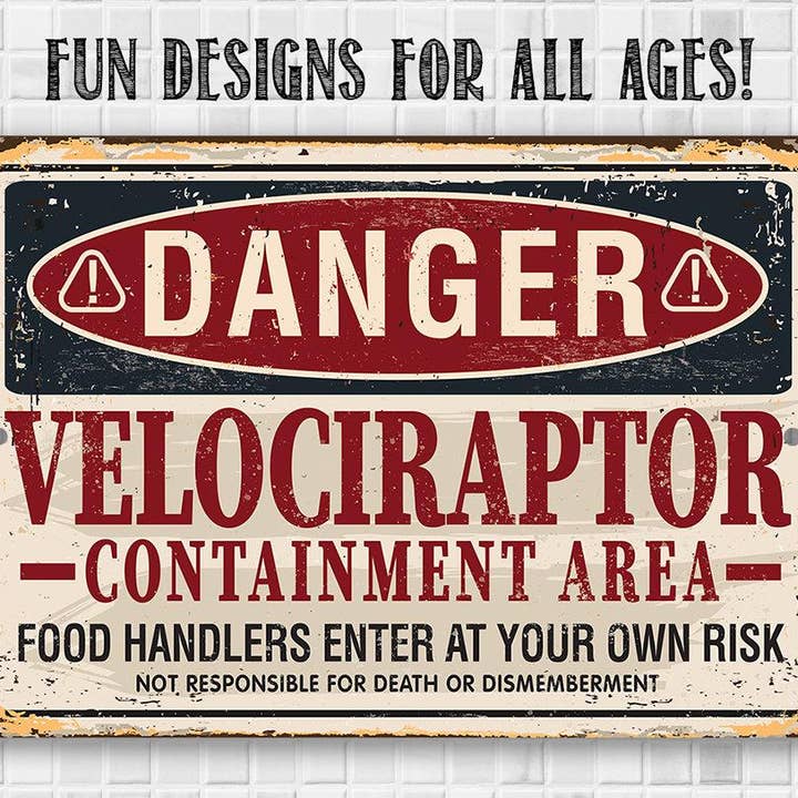 Lone Star Art Metal Signs - Wholesale Sign - Danger Velociraptor - Metal Sign9