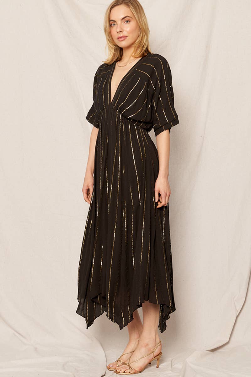 En Crème - Vente Robe – femme - Robe midi rayée à sequins24