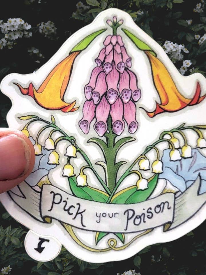 Pick Your Poisonous Flower Bouquet Vinyl Sticker for wholesale by Wyrd & Witchy Art