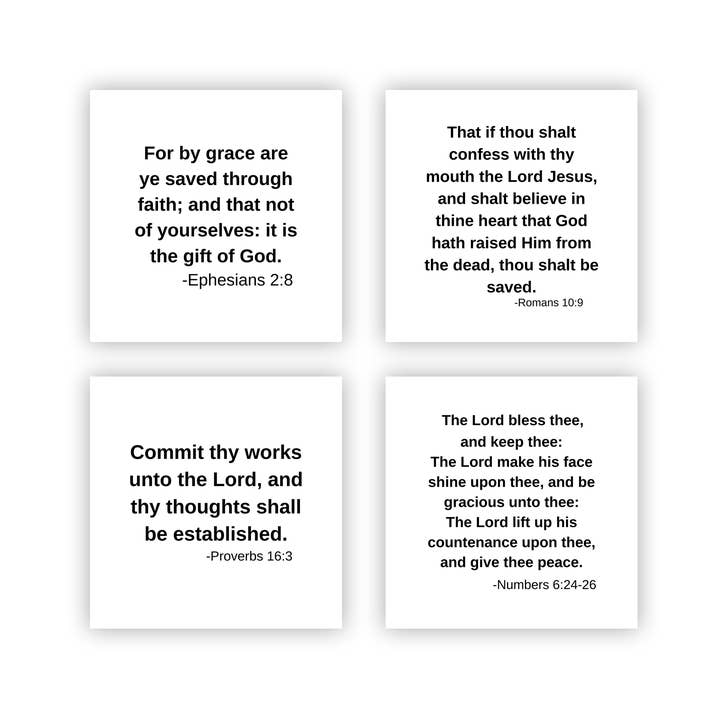 Carlson Homestead Quilting - Wholesale Fabric - KJV Bible Verse Precut Quilt Squares – Set of 26 | Fabric Charm Pack on White Cotton5