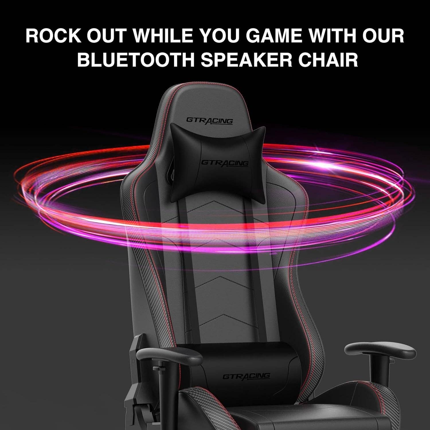Black Gaming Chair With Footrest And Speakers Ergonomic Design for wholesale on Faire12