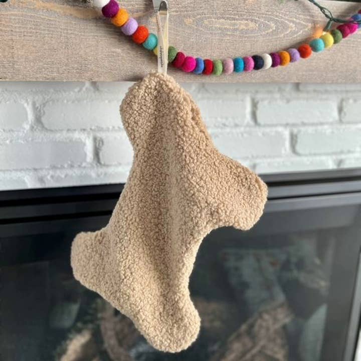 Whiskers 'n Paws Unique Pet Gifts, LLC - Wholesale Holiday Stocking - Holiday Bone Stocking, Sherpa Fabric, 14" x 11"2