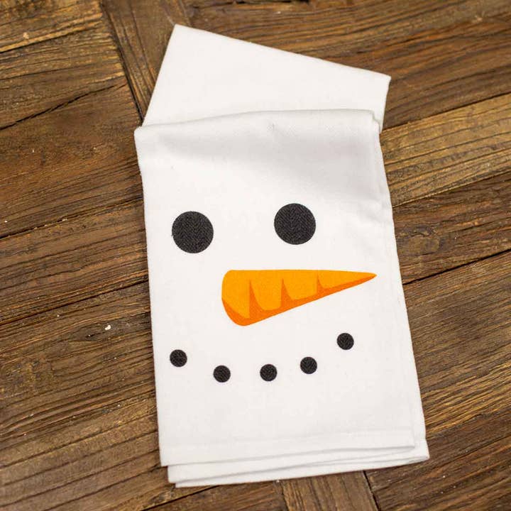 Toalla de mano Snowman blanco/negro/naranja 20x28 para venta al por mayor de The Royal Standard