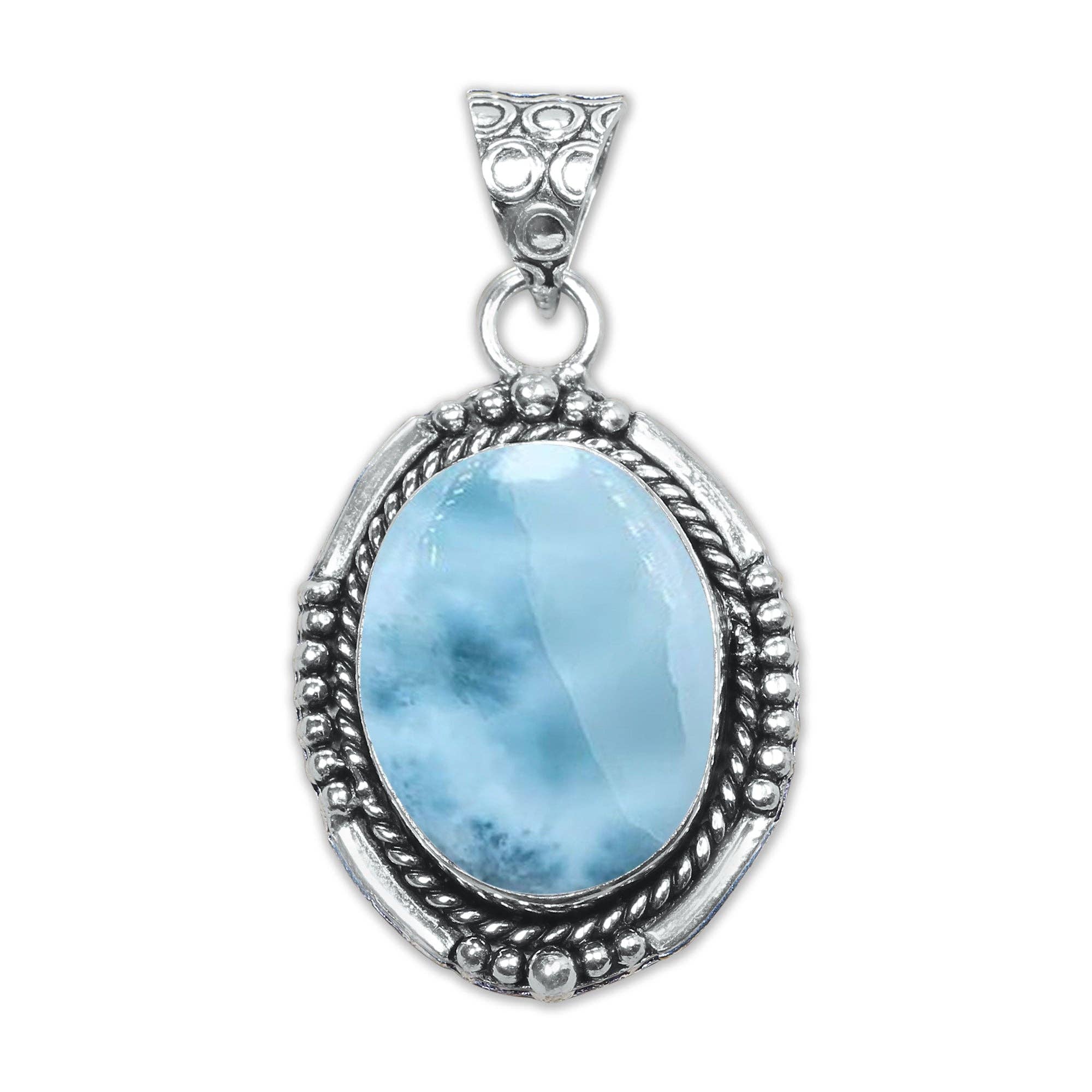 Handmade Jewels - Wholesale Individual charm/pendant - Larimar Artisan Pendants -  Handmade, Silver-Plated Brass, Wholesale (Made To Order)14