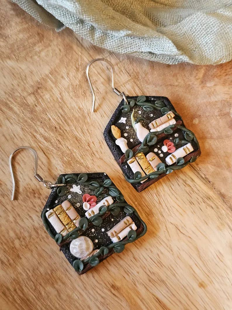 Caron Handmade - Wholesale Dangle Earrings - Fantasy Bookcase Dangles