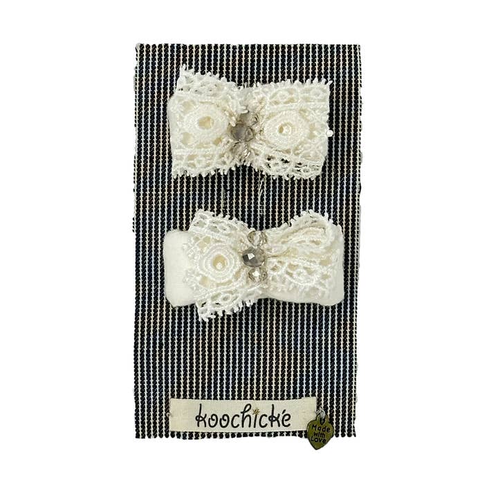 Set de pinzas para el pelo de encaje blanco hecho a mano para venta al por mayor de Koochické