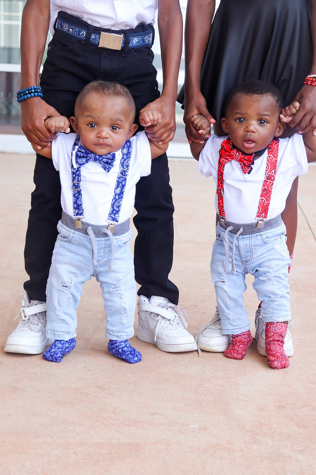 Dapper Xpressions – wholesale Suspenders – Unisex – Red Bandana Skinny Suspenders & Bow Tie, Handmade Formal Wea9