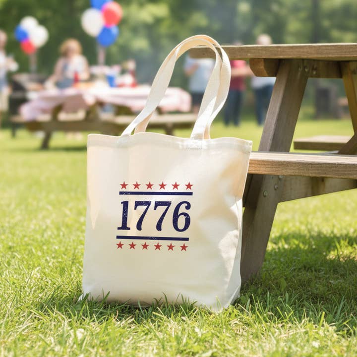 Stars & Stripes - 1776 - Canvas Tote Bag for wholesale by Heritage 76