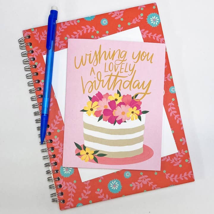 Pen & Paint - Vente Cartes d'anniversaire - Je vous souhaite un bel anniversaire, un gâteau floral, une carte d'anniversaire1