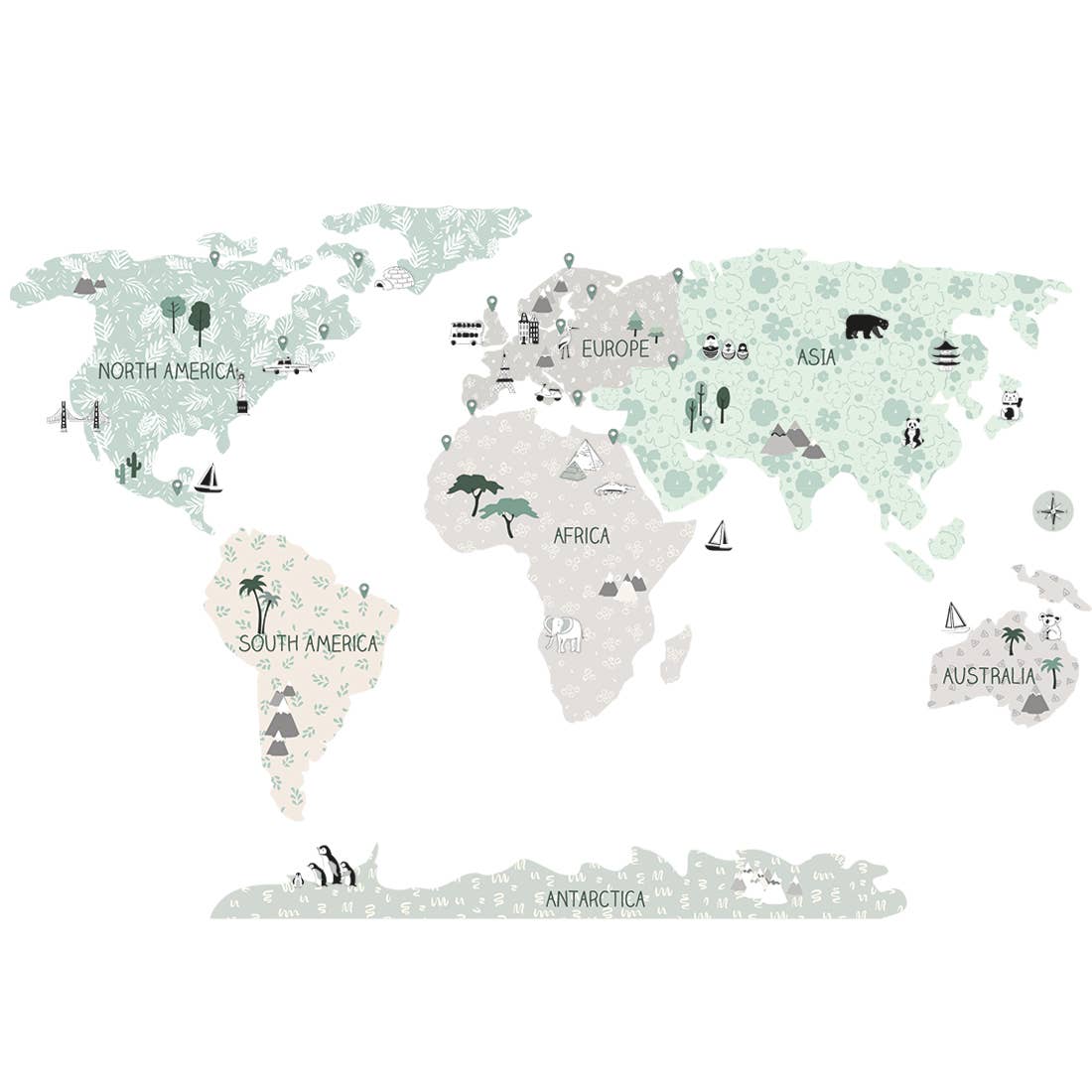 Pastelowe Love - wall sticker & wallpaper co. - Wholesale Raam/muursticker - Muursticker | Wereldkaart Tropic Sand L6