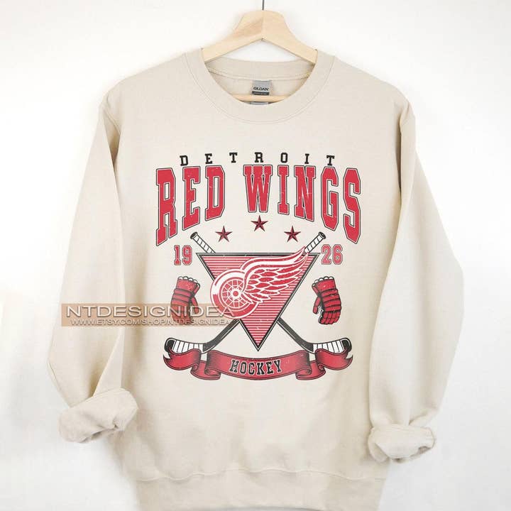 Detroit Red Wings Vintage Hockey Fan Crewneck Sweatshirt for wholesale by TheKingShirt
