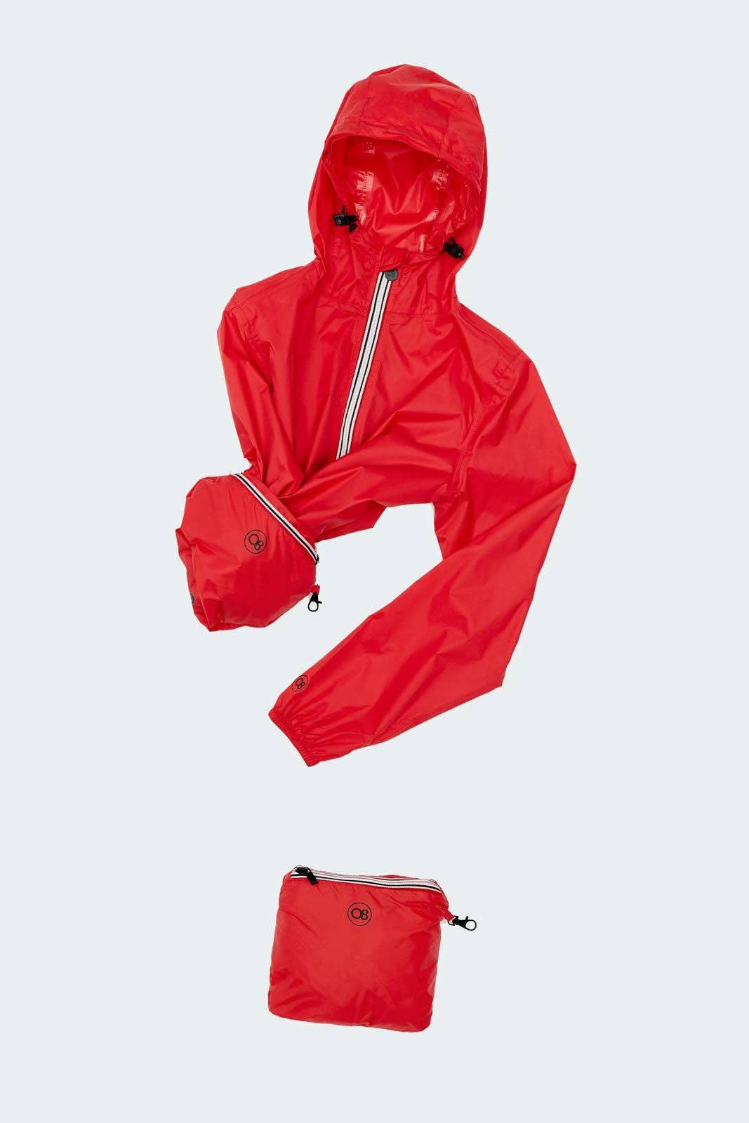 O8 Lifestyle - Wholesale Raincoat - Women's - Sloane - Red Full Zip Packable Rain Jacket2