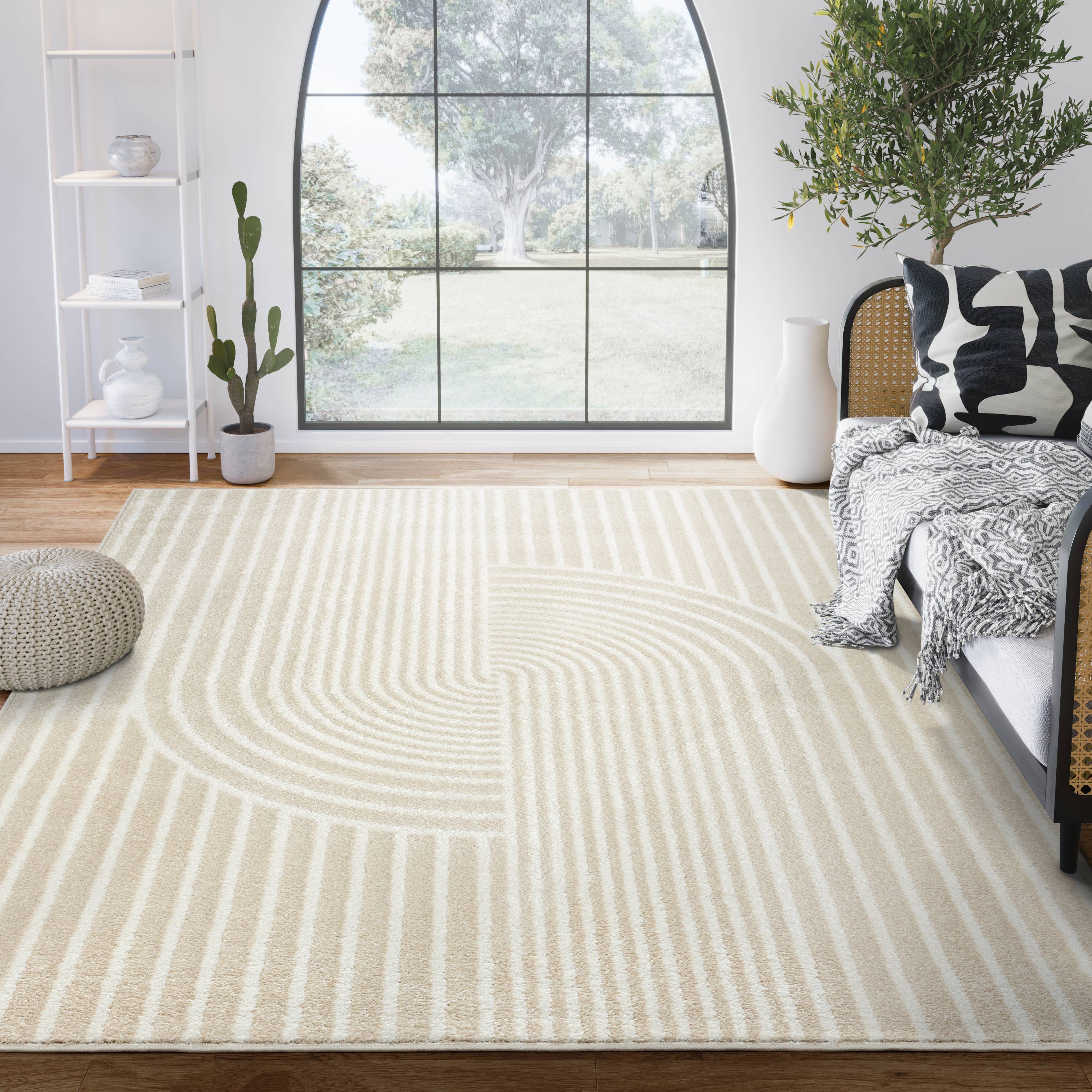Abani Rugs - Wholesale Area Rug - Abani Rugs Nuevo Beige Arch Pattern Knot Area Rug1