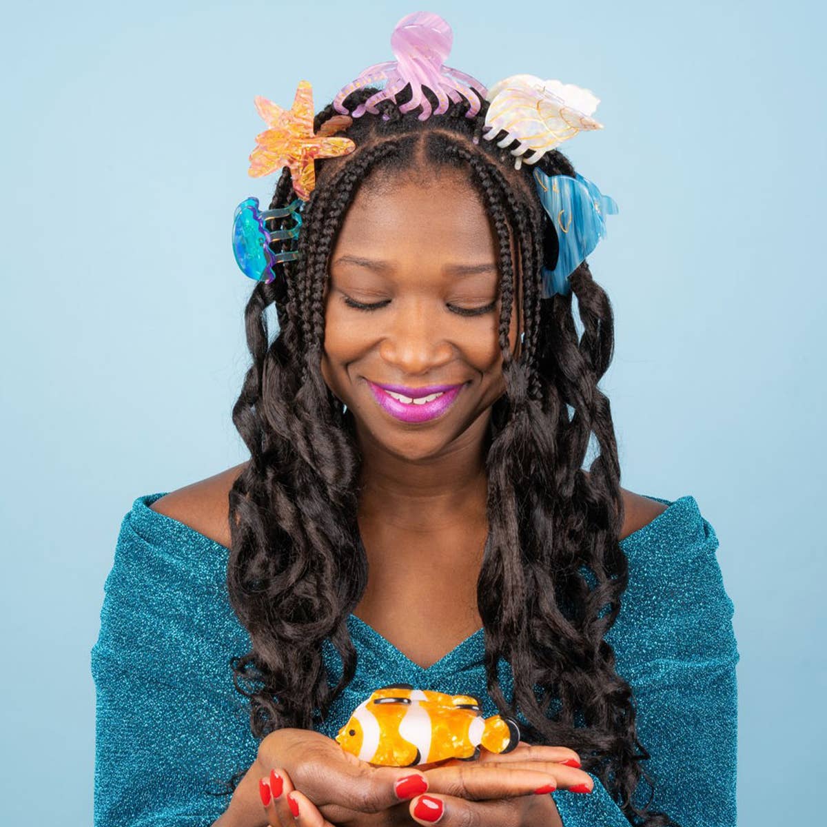 ACCITY - Wholesale Hair Clip - Women's - OCEAN BEACH FISH SEASHELL ACRYLIC HAIR CLAW CLIPS _CWAHA055212