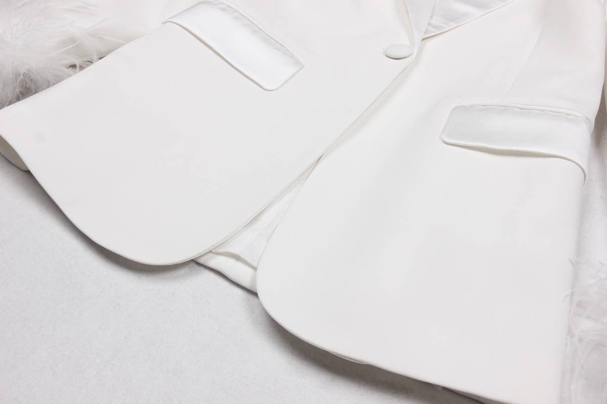 Productseeker – Engroshandel Habitter – til kvinder – SET069 Elegant strutsefjerblazer og buksesæt22