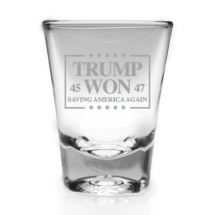 Trump Won: Saving America Again Laser Engraved Shot Glass for wholesale by Old Southern Brass